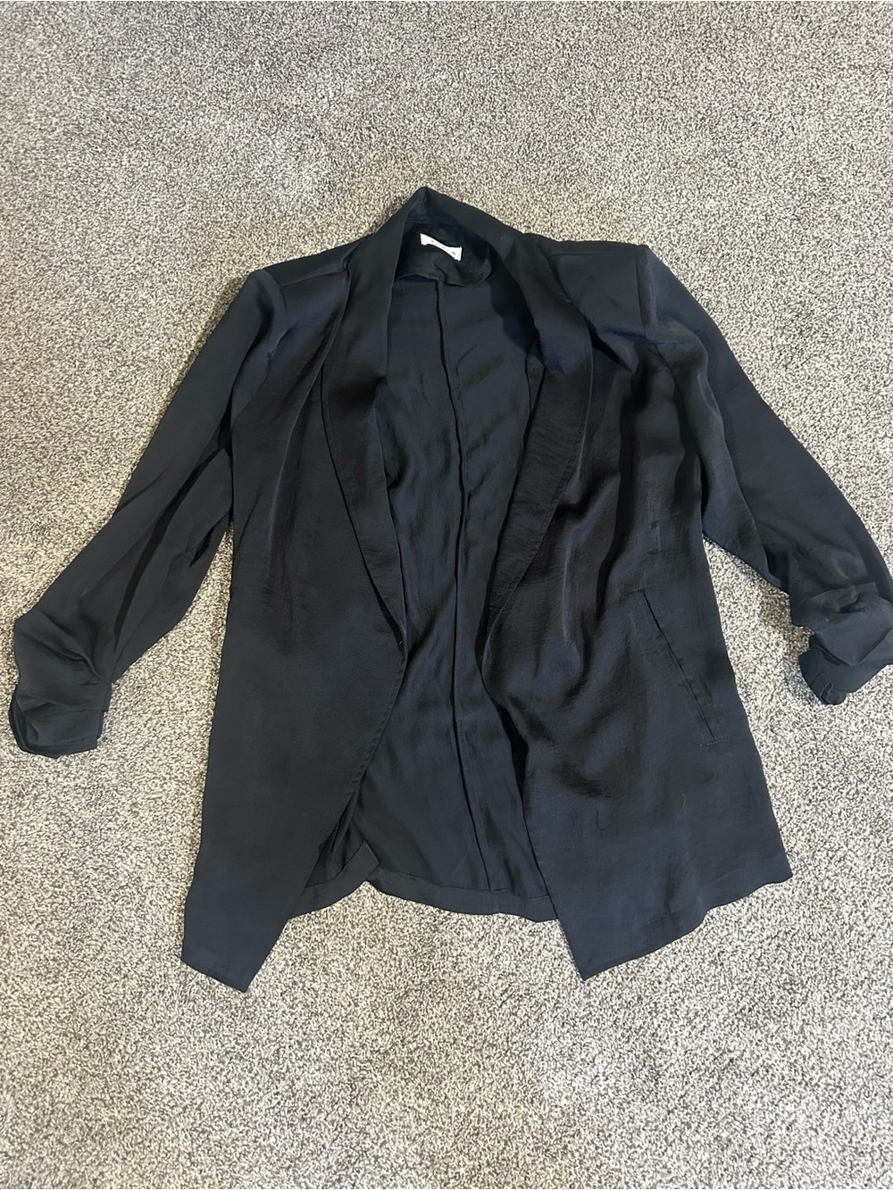 Kori Black Open-Front Draped Blazer